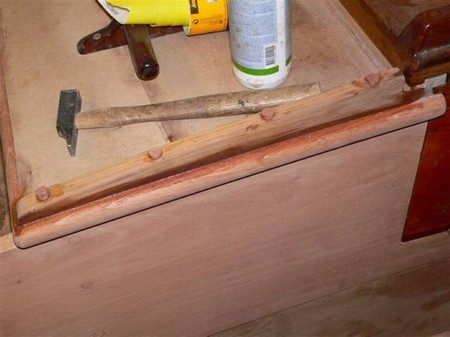 The fore list is now screwed, glued and plugged