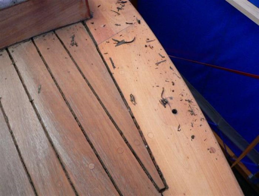 Cleaned joints of the foredeck
