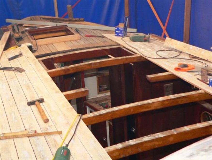 The first planks are removed