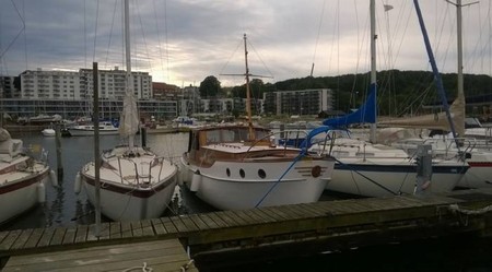 Bådens gamle hjemhavn ved Sejlklubben Bugten